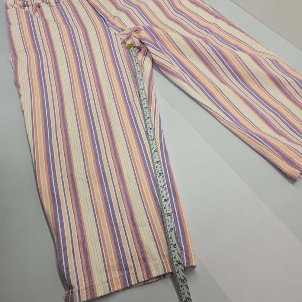 Gloria Vanderbilt Amanda Striped Capri Pants Womens 12 Purple Orange White Crop - Picture 3 of 6
